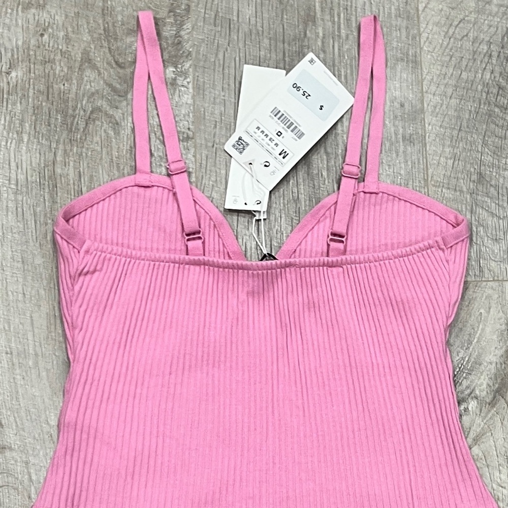 Zara Pink Ribbed Crop Top - Picture 3 of 5
